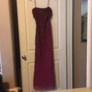 Deep red long formal sparkles prom dress